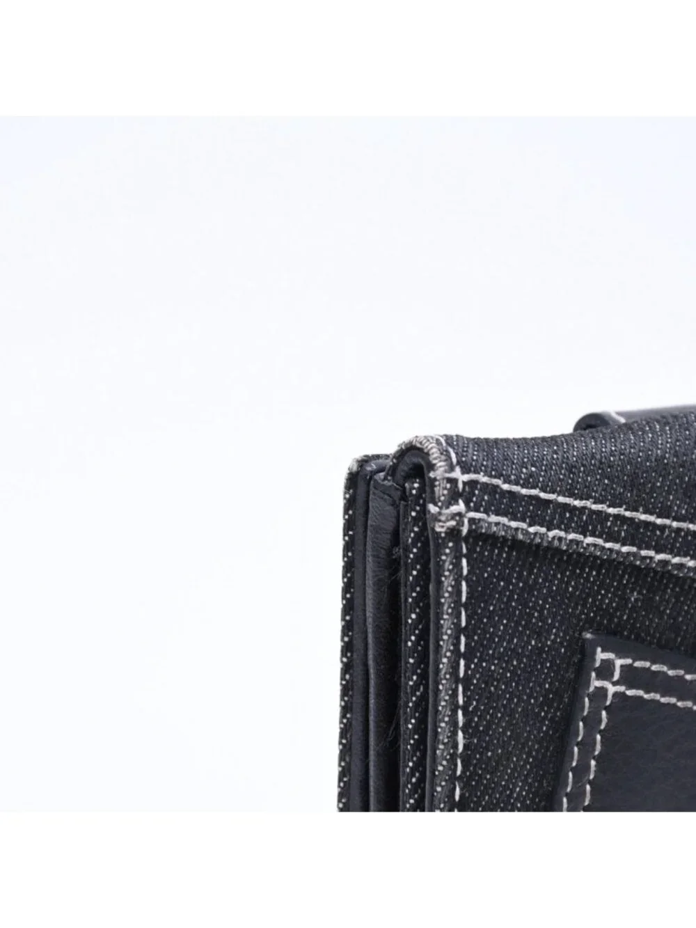 Dior Logo Button Bifold Wallet Denim Black Gray